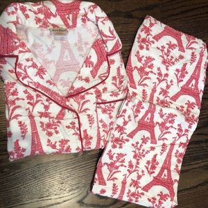 BedHead pink Eiffel Tower flannel pajamas. Medium.